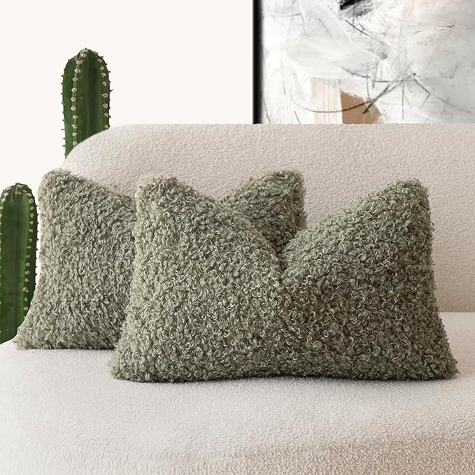 Foindtower Set of 2 Curly Teddy Wool Pillow Covers Decorative Boucle Textured by Foindtower