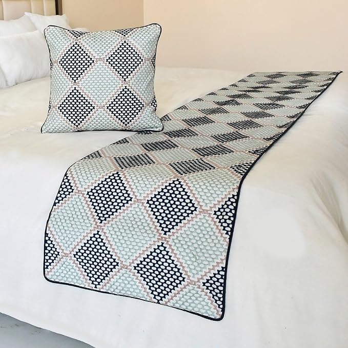 The HomeCentric King/Queen/Twin Blue Decorative Bed Runner Queen 74"x18" Bed by TheHomeCentric
