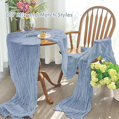 IVAPUPU 6 Pcs Cheesecloth Table Runner - 10ft Dusty Blue Boho Gauze Cheese - Image 5