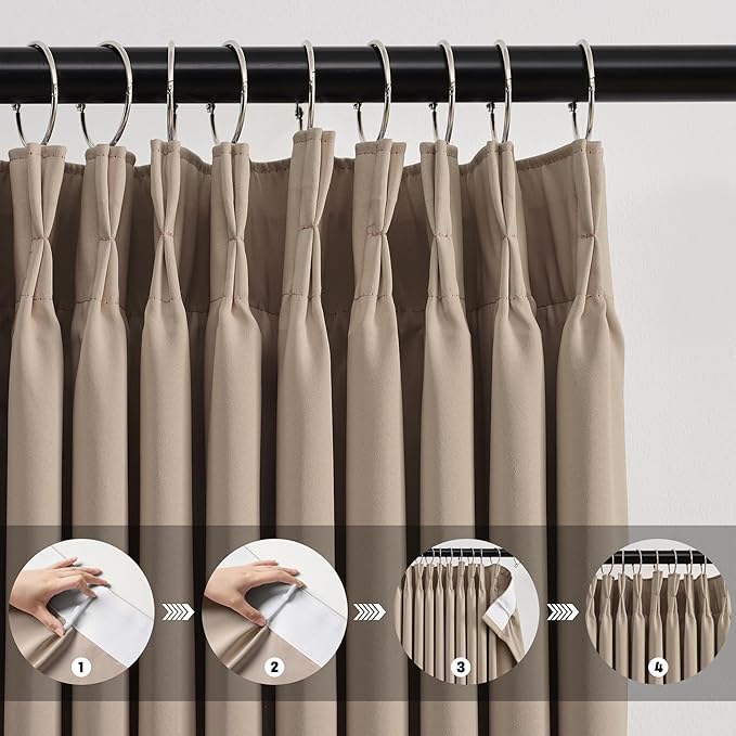 KEQIAOSUOCAI Extra Wide Pinch Pleated Blackout Living Room Curtains 102 Inches - Image 2