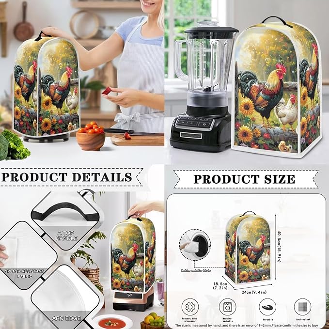 Rooster Blender Cover Toaster Cover 2 Slice Washable Dust Protection Sunflower - Image 3
