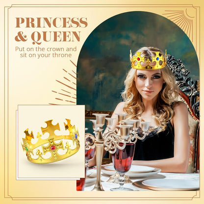 Quelay 24 Pcs Halloween Plastic Gold King Crowns Bulk