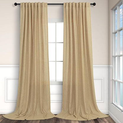 Tan Brown Linen Curtains 108 Inches Long by Pitalk