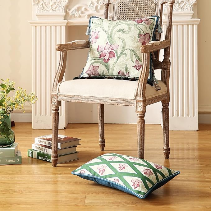 patdrea Designer Throw Pillow Covers Set of 2, French Elegant Spring Green Linen - Image 2
