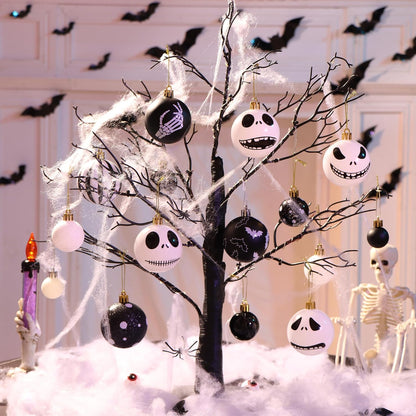 100Pcs Halloween Before Christmas Tree Ornaments Black & White Decorations
