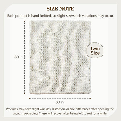Carriediosa Chunky Knit Throw Blanket 60" X 80" Twin, 100% Hand Made Large - Image 3