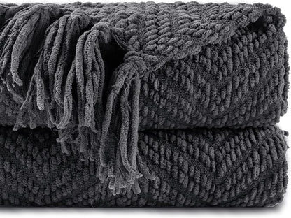 BATTILO HOME Dark Grey Throw Blanket by BATTILOHOME
