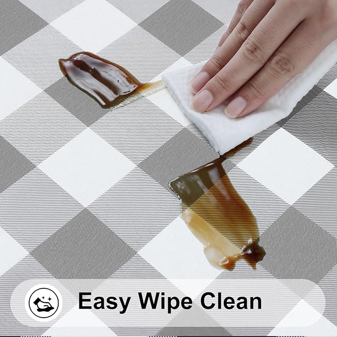 Smiry Rectangle Picnic Table Cloth, Elastic Waterproof Fitted Vinyl Tablecloths - Image 4
