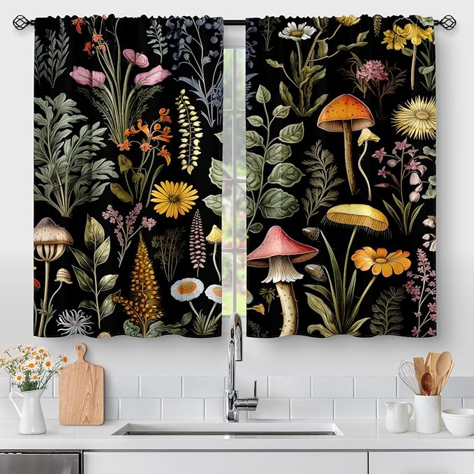 Aimego Boho Floral Kitchen Curtains by Aimego
