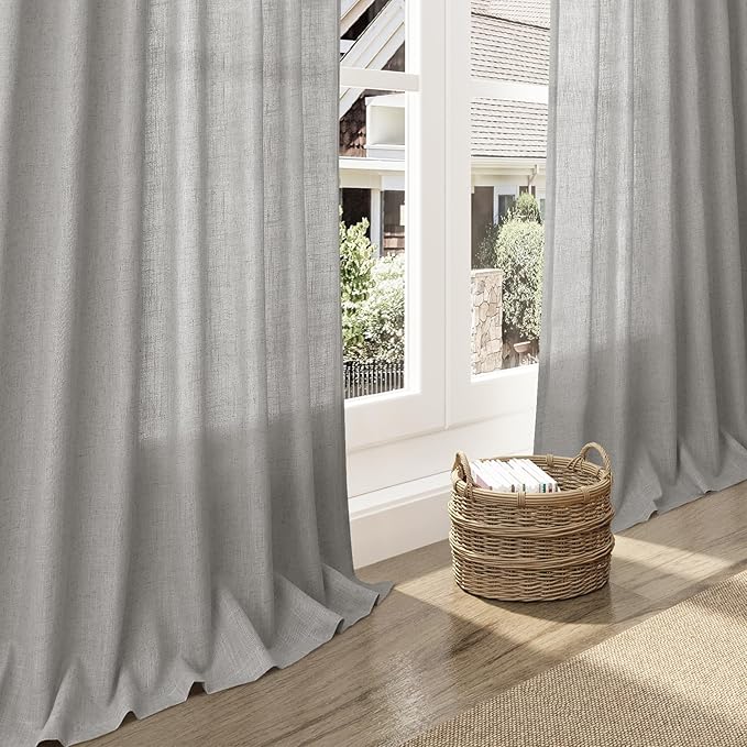 Nanspring Extra Long Light Gray Curtains 108 Inch Length 2 Panels Set - Image 5