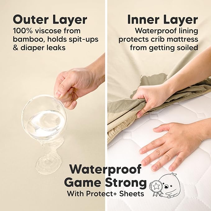 2-Pack Waterproof Pack and Play Sheets, Mini Crib Sheets Fitted - Image 2