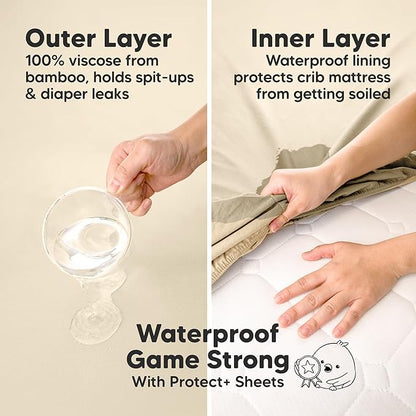 2-Pack Waterproof Pack and Play Sheets, Mini Crib Sheets Fitted - Image 2