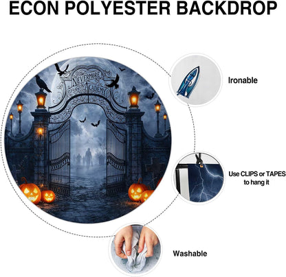 Allenjoy 118" x 95" Halloween Horror Photography Backdrop with Photo Booth Props, Party Decorations, Supplies and Favors