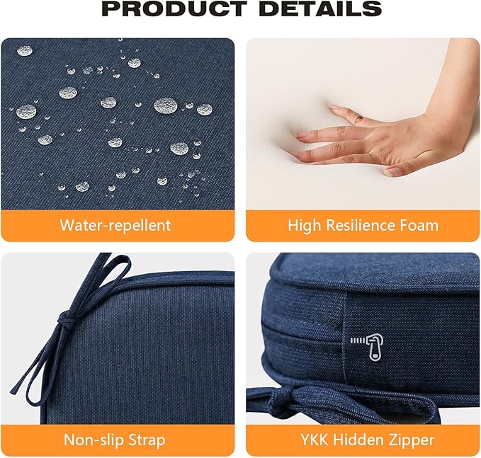 Sunbrella Round Corner Seat Cushions, Indoor Outdoor Water Repellent Universal - Image 5