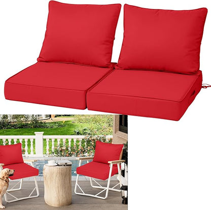 Waterproof Outdoor Chair Cushion Set of 2, Outdoor Cushions by Vulacko