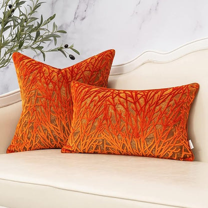 Yangest Burnt Orange Twigs Throw Pillow Cover Branches Velvet Cushion Case - Image 5