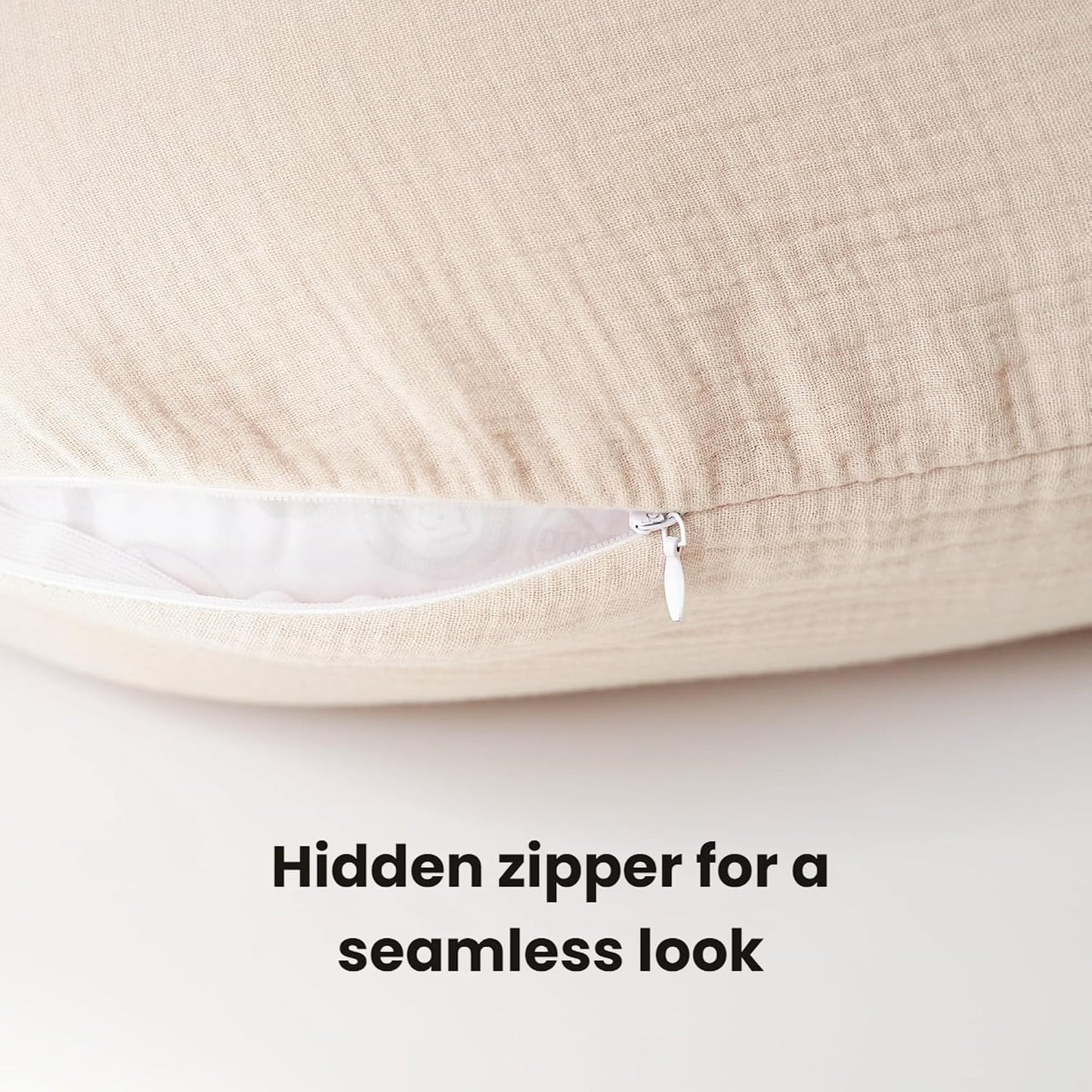 Konssy Muslin Nursing Pillow Covers, Soft and Cute Nursing Covers for Breastfeeding Pillows, Ideal for Newborn Baby Boys and Girls (Fog Green, Cream) - 2 Pack