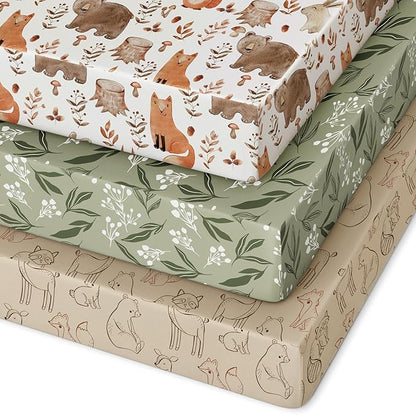 Pack and Play Sheets Fitted 3 Pack, Mini Crib Sheets by Unnivoll