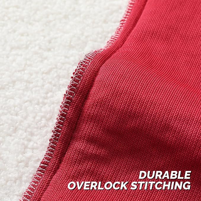 FUTEI Christmas Maroon Red Throw Pillow Covers 22x22 Inch Set of 2, Furry Faux - Image 4
