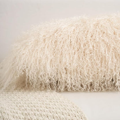 Genuine Mongolian Lamb Fur Pillow Cover – 12"x20" Rectangular Cushion Case – - Image 7