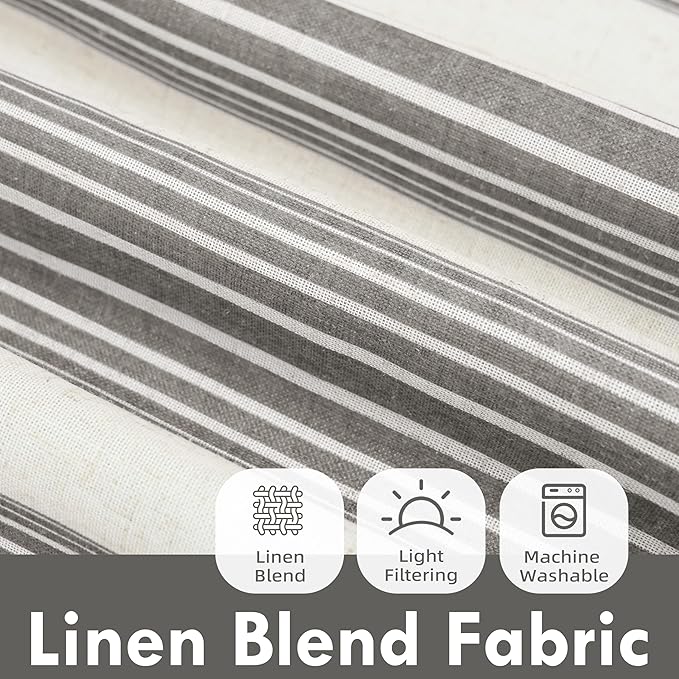 DriftAway Farmhouse Vertical Striped Linen Blend Textured Light Filtering Semi - Image 2