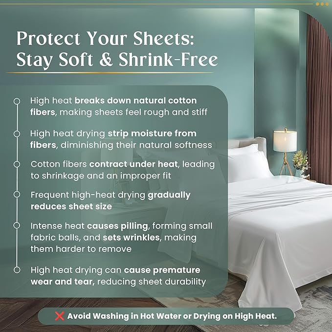 100% Egyptian Cotton Sheets King Size Sheets Set - Image 5