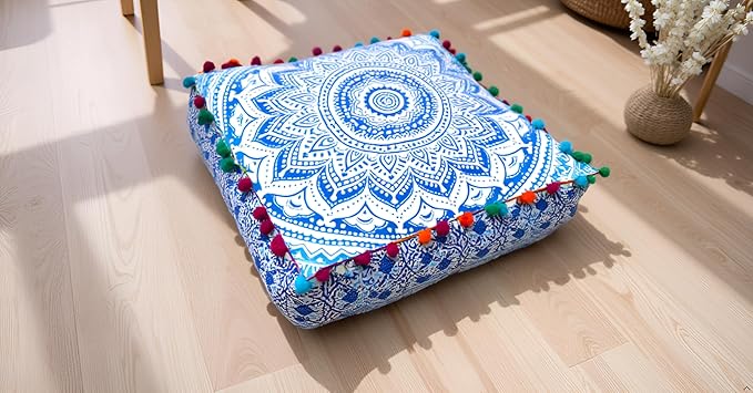 CRAFT KALA 24" Square Large Hippie Mandala Meditation Floor Ottoman Pillow - Image 3
