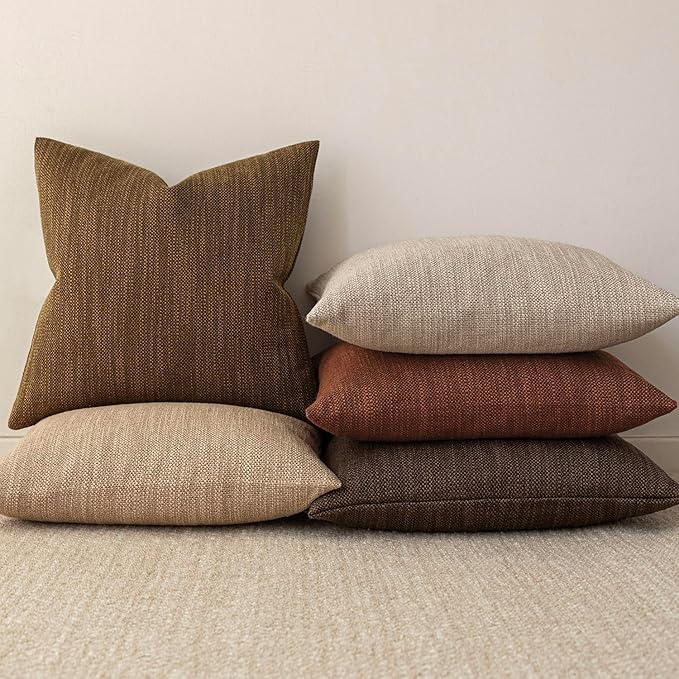 Foindtower Set of 2 Decorative Textured Burlap Linen Throw Pillow Covers - Image 6
