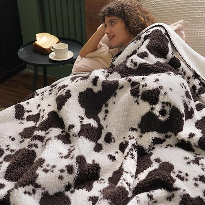 PHF Cute Cow Print Sherpa Blanket Twin Size - Image 3