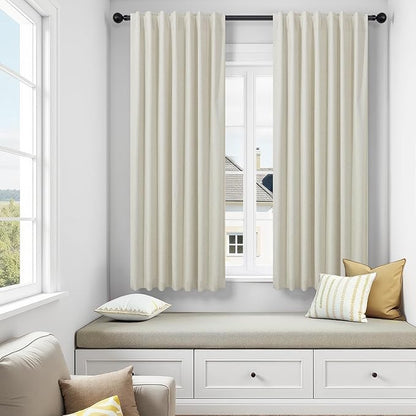 DANCURTON Beige Short Black Out Curtains 58 Inch Long - Image 2