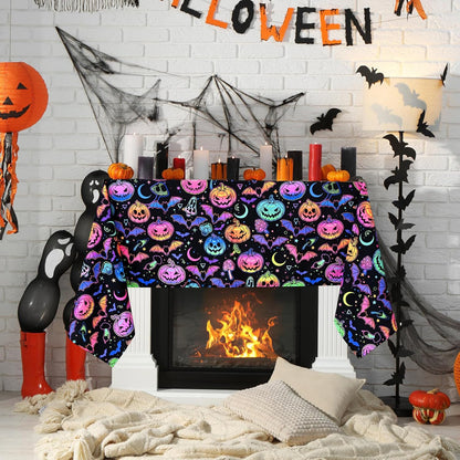 ASPMIZ Halloween Tablecloth Rectangle Table, Waterproof Blacklight Spooky Pumpkin Table Cloth, Washable Polyester UV Reactive Table Cloth Wrinkle-Free Table Cover for Halloween Decorations, 60" x 104"