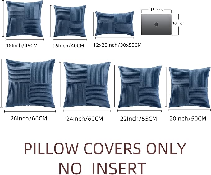 Fancy Homi 2 Packs Dusty Blue Decorative Throw Pillow Covers 22x22 Inch - Image 7