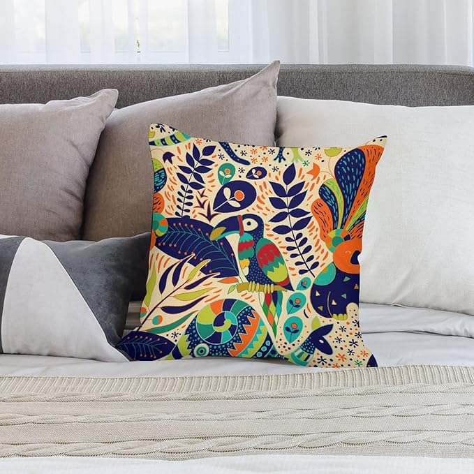 Boho Nature Pillowcases Set of 2 Colorful Bohemian Forest Nature Animals Ethnic - Image 5
