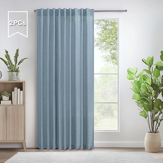 Pitalk Light Blue Wide Curtains by Pitalk