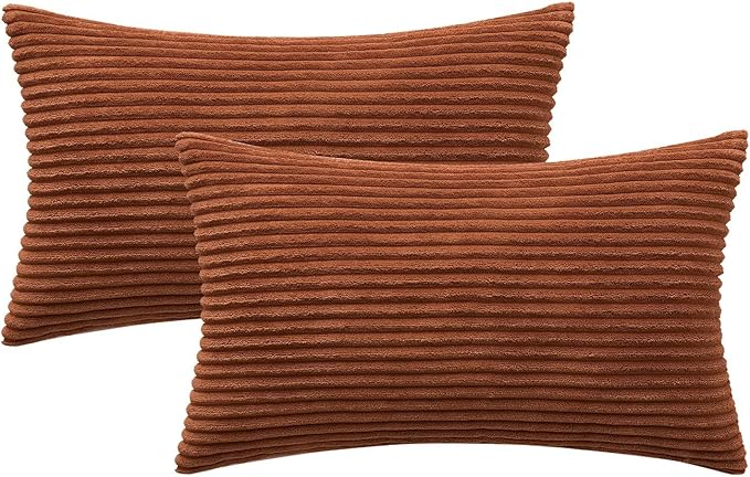 MIULEE Pack of 2 Corduroy Soft Soild Decorative Square Throw Pillow Covers - Image 6