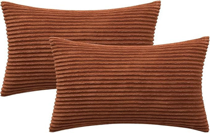 MIULEE Pack of 2 Corduroy Soft Soild Decorative Square Throw Pillow Covers - Image 6