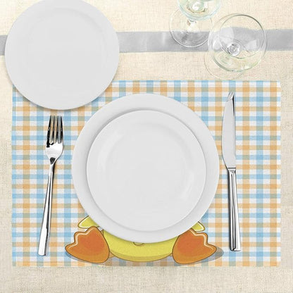 Ambesonne Cartoon Place Mats Set of 4, Hipster Boho Duck Dotted Bow Cool Free - Image 3