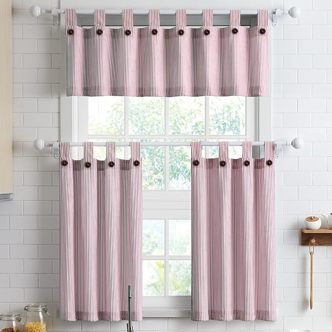 July Joy Cotton Kitchen Curtain Tab Top Valance and Tiers Set by JulyJoyColorfulHomeCurtains