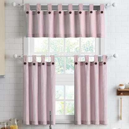 July Joy Cotton Kitchen Curtain Tab Top Valance and Tiers Set by JulyJoyColorfulHomeCurtains