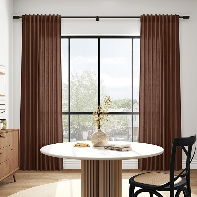 Extra Long Mocha Brown Linen Curtains 120 Inch - Image 6