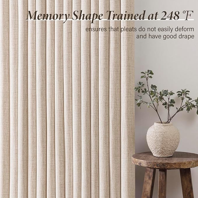 MIULEE Pinch Pleated Thick Linen Curtains 96 Inch Long 4 Panels Set Back Tab - Image 4