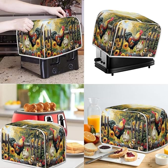 Rooster Blender Cover Toaster Cover 4 Slice Washable Dust Protection Sunflower - Image 2