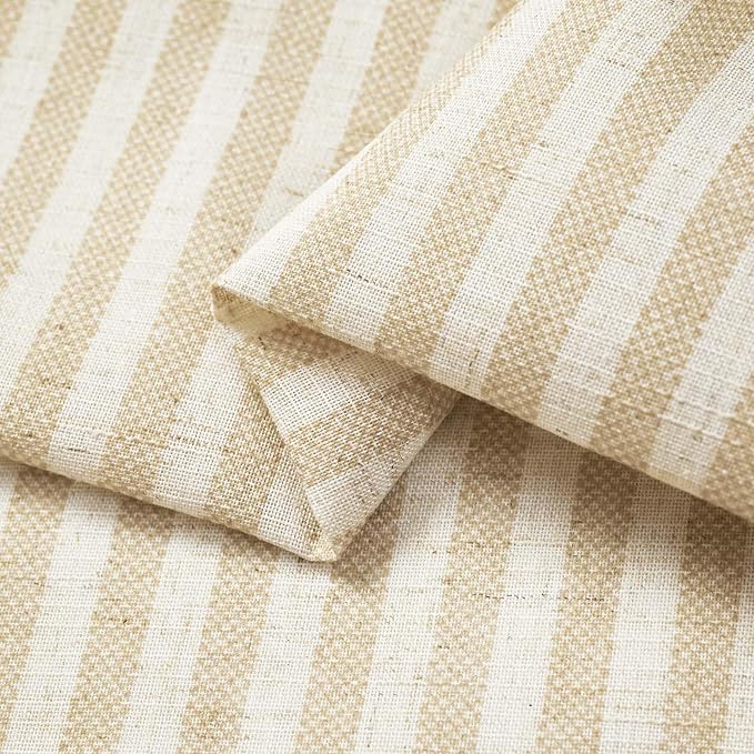 jinchan Tab Top Linen Kitchen Curtains 36 Inches Striped Tier Curtains - Image 8