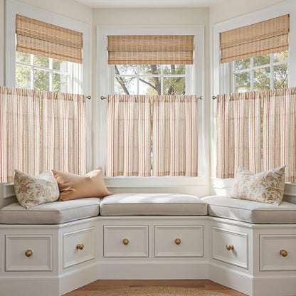 jinchan Colorful Striped Linen Kitchen Curtains 36 Inch Christmas Decorations - Image 3