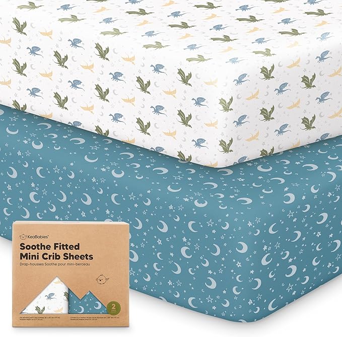 2-Pack Mini Crib Sheets Fitted by KeaBabies