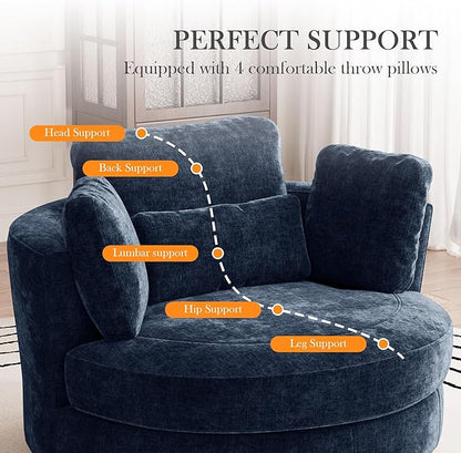 Aoiy & Wifon 50.2'' W Oversized Swivel Barrel Chair, Round Oversized Arm Chair - Image 5