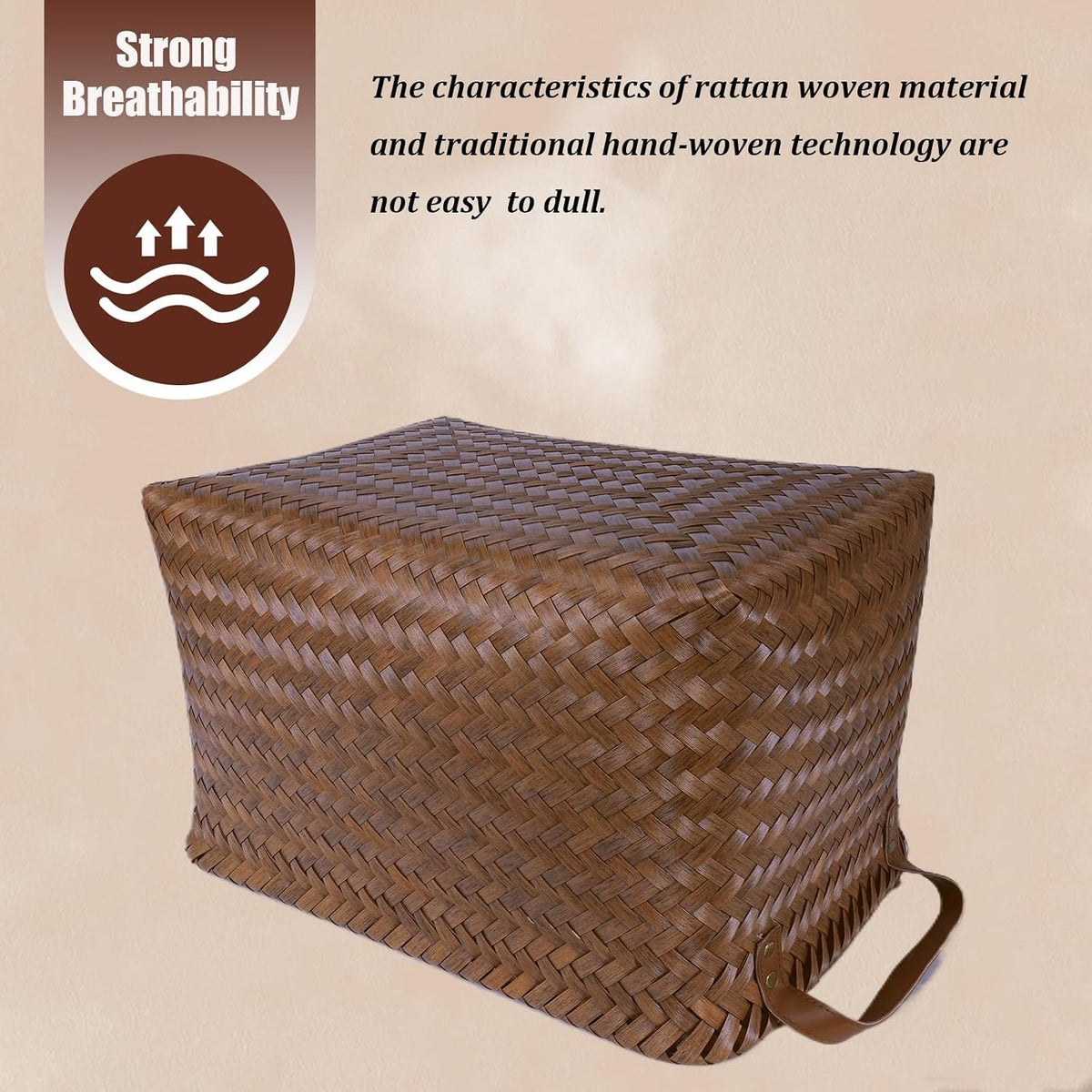 brownlily handwoven wicker storage baskets, pack of 4 showing dimensions