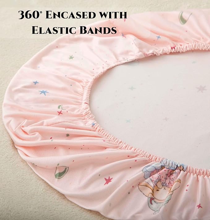SDY Jersey Bassinet Sheets for Baby Girls, 32 "x 16 "x 4", 2 Pack, Super Soft - Image 5
