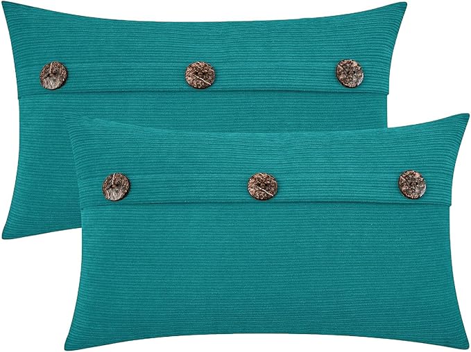 HWY 50 Teal Chenille Throw Pillow Covers 12x20 Inch by HWY50