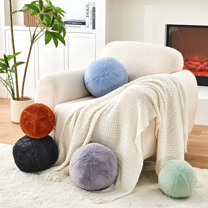 Uvvyui Sage Green Ball Pillow, Ball Shaped Pillow Plush Cushion - Image 3